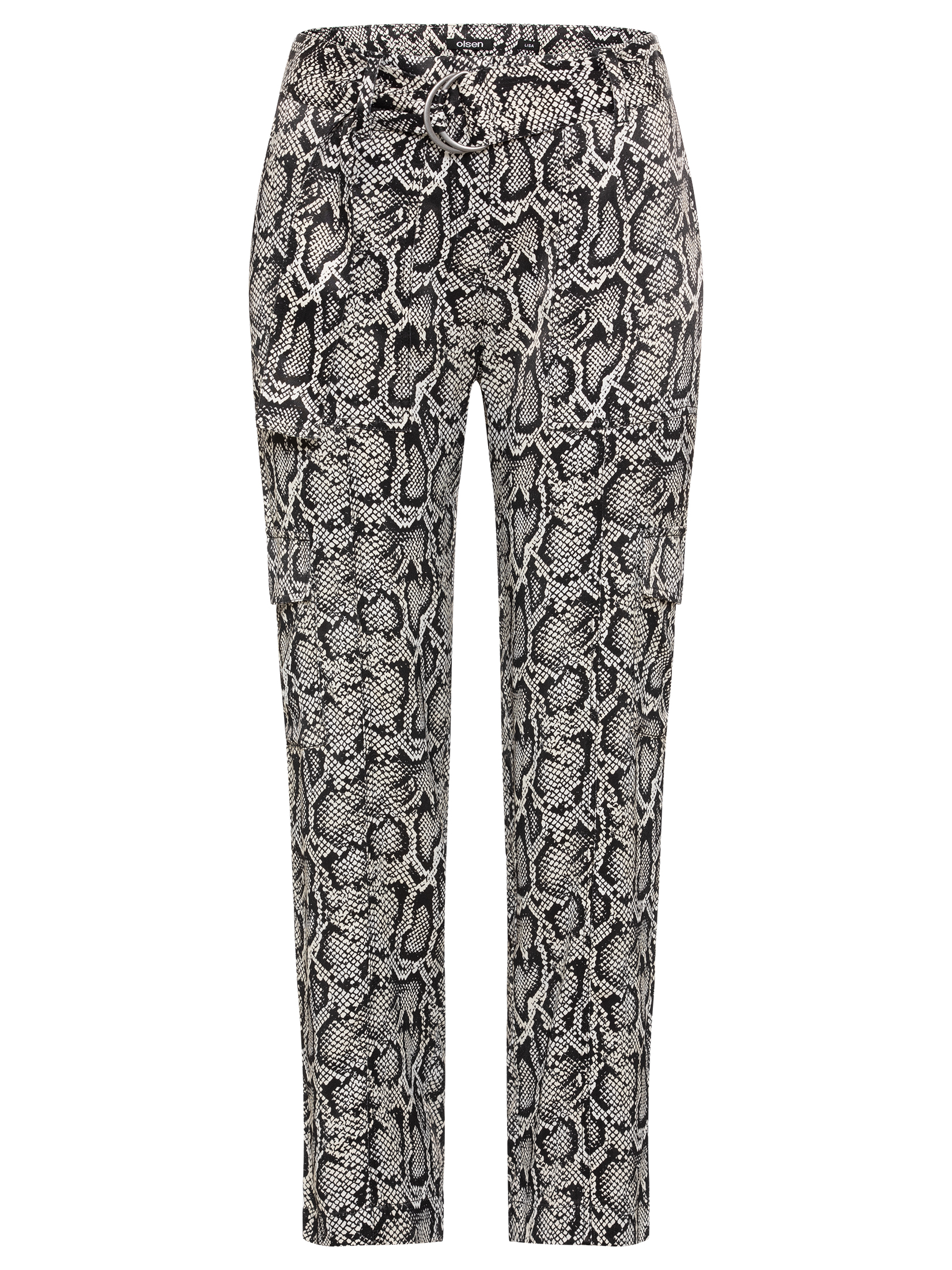 Olsen dámské kalhoty s hadím vzorem 14002184/80000 Černá 34